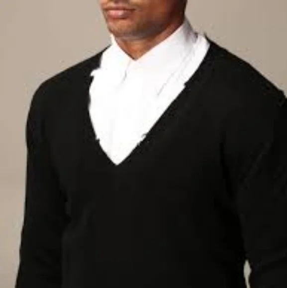 Grifoni black v-neck sweater - Picture 1 of 8